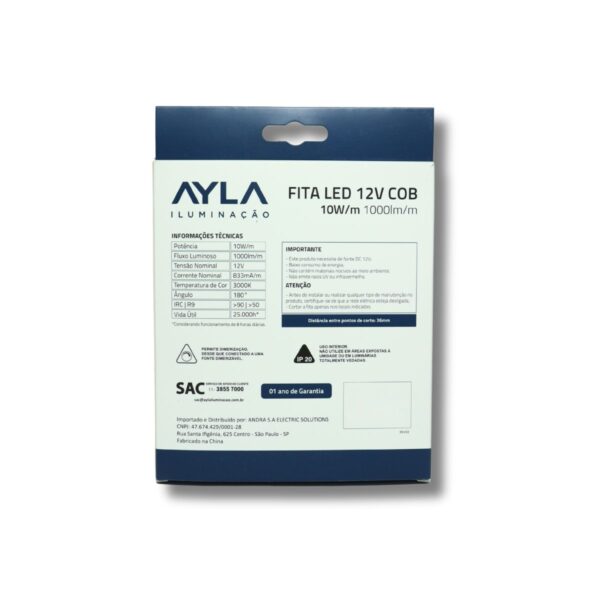 Fita LED 12V 3000K 10W/m (COB) - Imagem 2