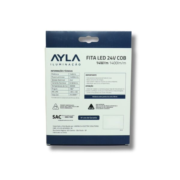 Fita LED 24V 3000K 14W/m (COB) - Imagem 2