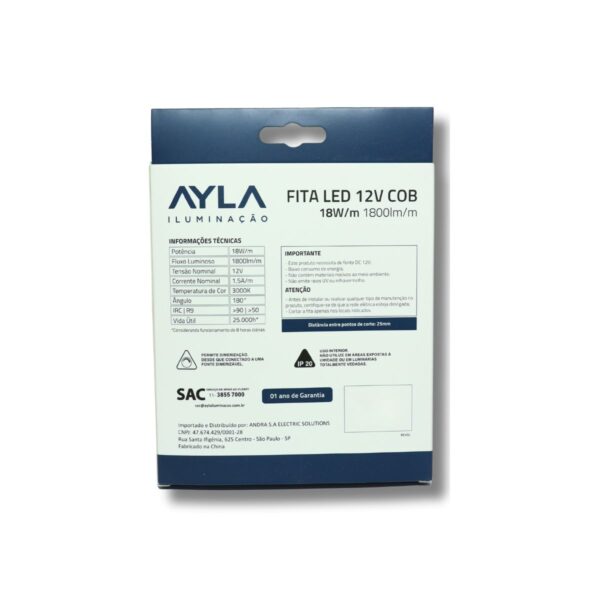Fita LED 12V 3000K 18W/m (COB) - Imagem 2