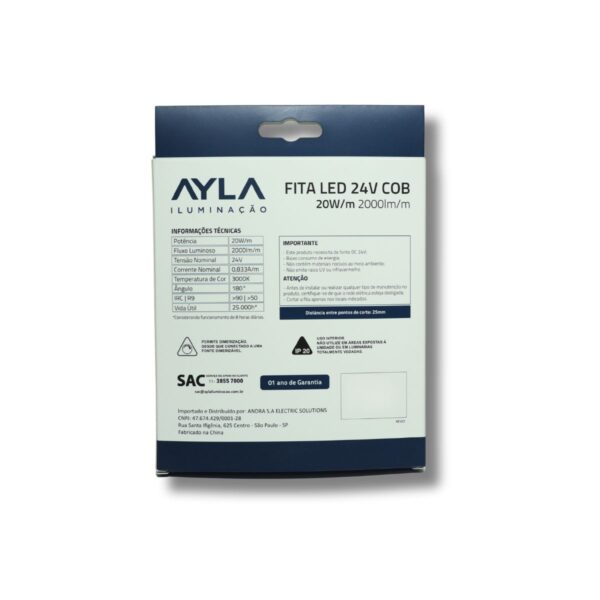 Fita LED 24V 3000K 20W/m (COB) - Imagem 2