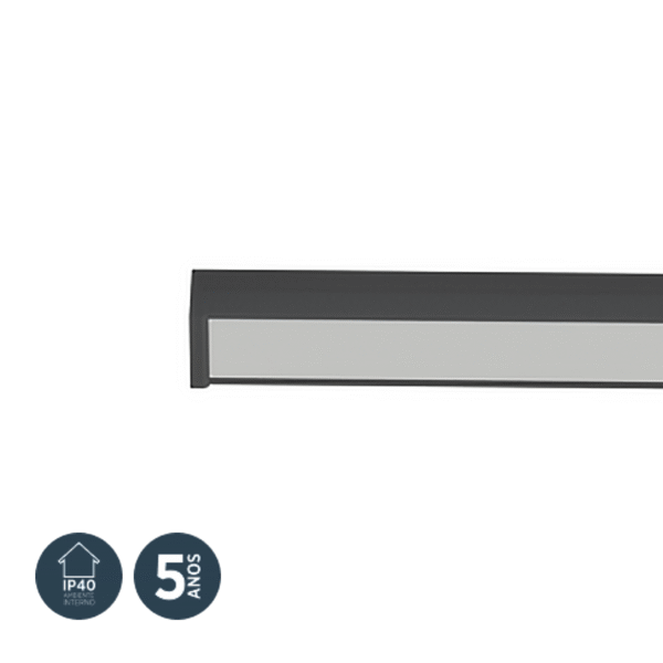 Perfil Embutir para Fita LED 1m Preto AY303264 Fit Ayla