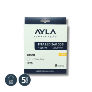 Fita LED 24V 4000K 14W/m Interna AY10014/40 1400lm/m RL5m (COB) IP20